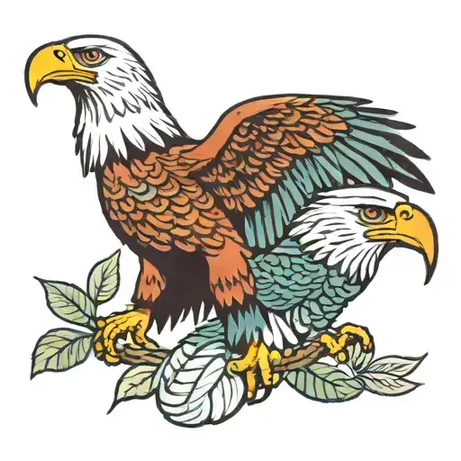 American Bald Eagle Hugging A Quetzal Bird And A Torogoz Bird