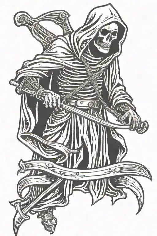 Grim Reaper Holding A Scythe
