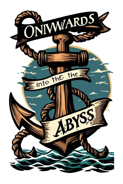 Anchor With Banner Saying Onwards Into The Abyss