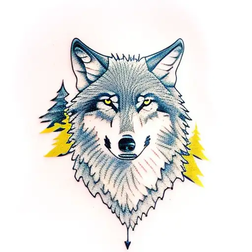 Wolf Running Through Woods With A Crow