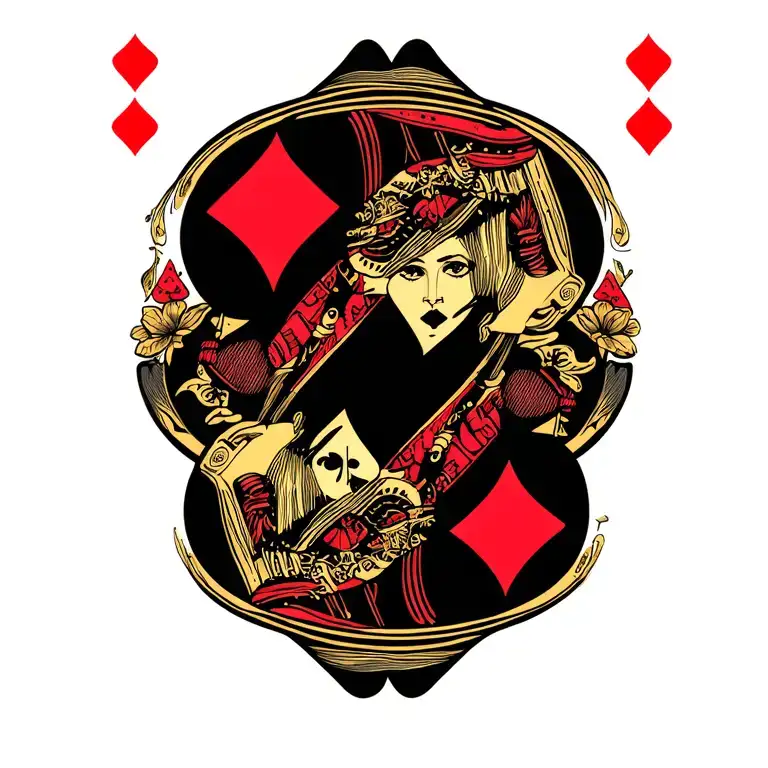 10 Of Hearts Card With Queen Of Spades Card Behind