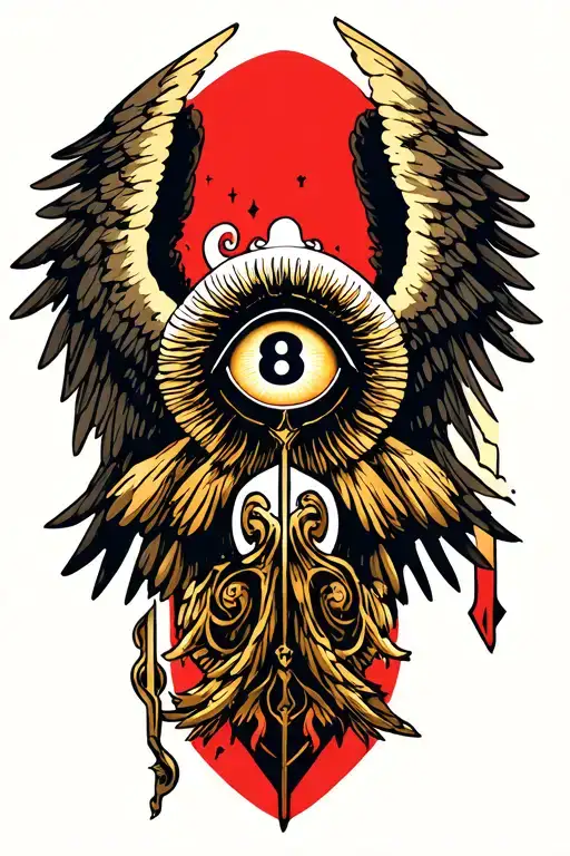 Archangel Seraphim With Number 8 In The Eye
