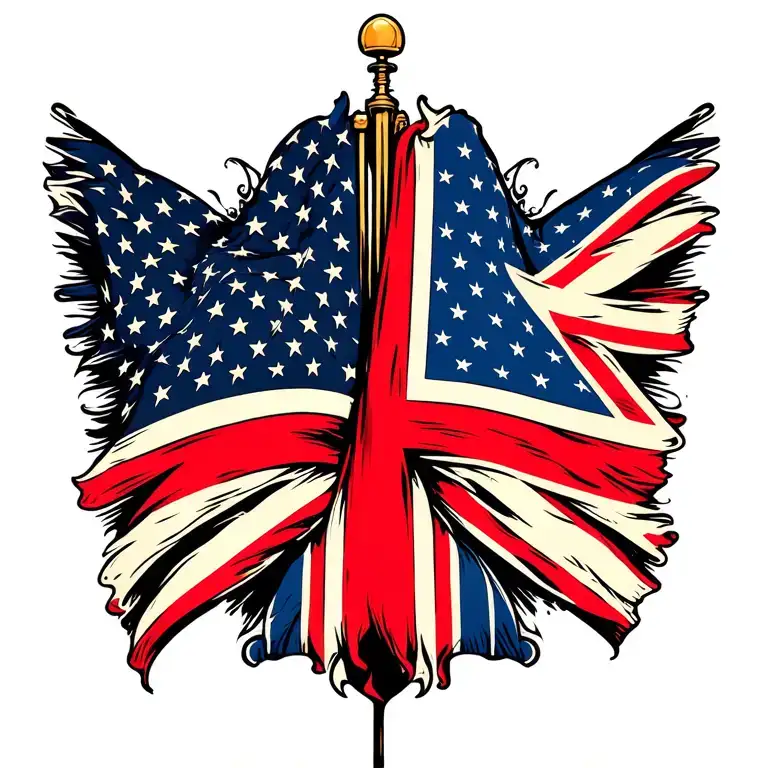 American And British Flags Intertwined