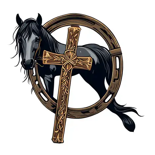 Cross And Horseshoe Horse