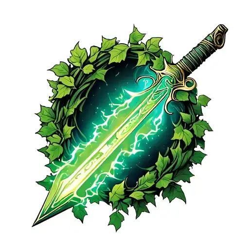 Halo Video Game Energy Sword With Ivy Wrapped Around It