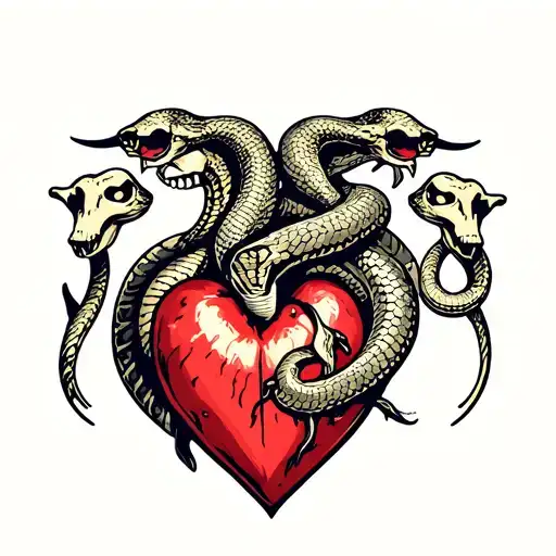 Sacred Heart And Snake Heads