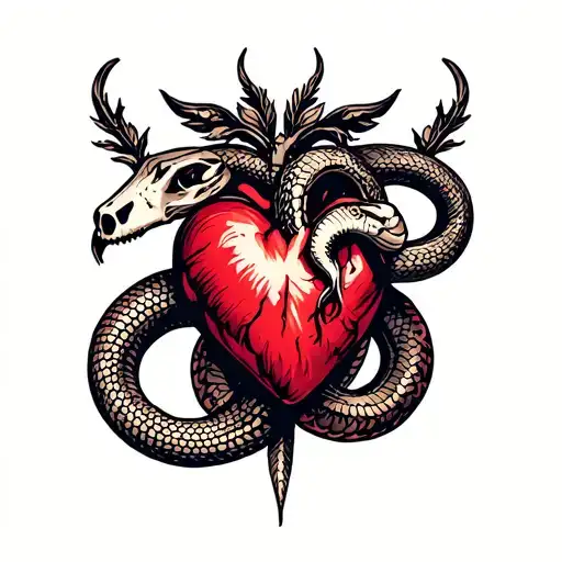 Sacred Heart And Snake Heads Wrapped