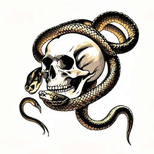 Skull Surroundef By Snakes