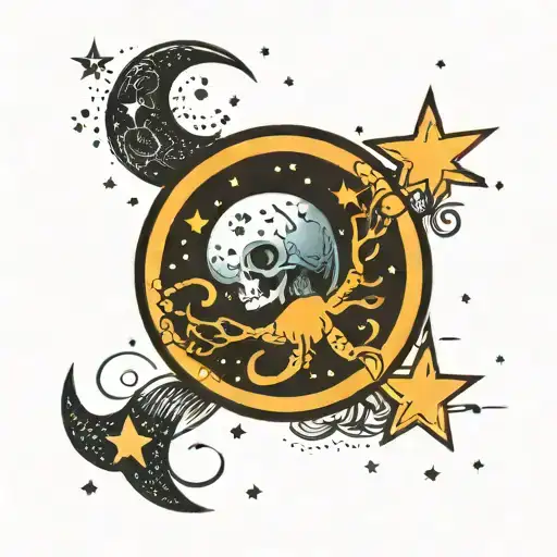 Cancer Zodiac Sign With Stars Moon Surrounded And Date