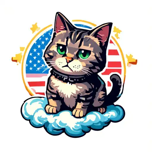 Minecraft Cat Sitting On Wrap Around Cloud