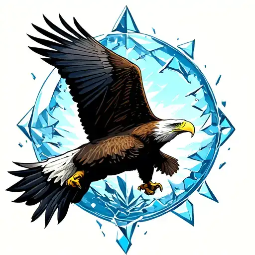Bald Eagle Flying Through An Hour Glass Shards