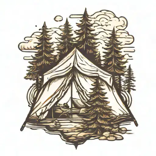 Tent And Forest Landscape