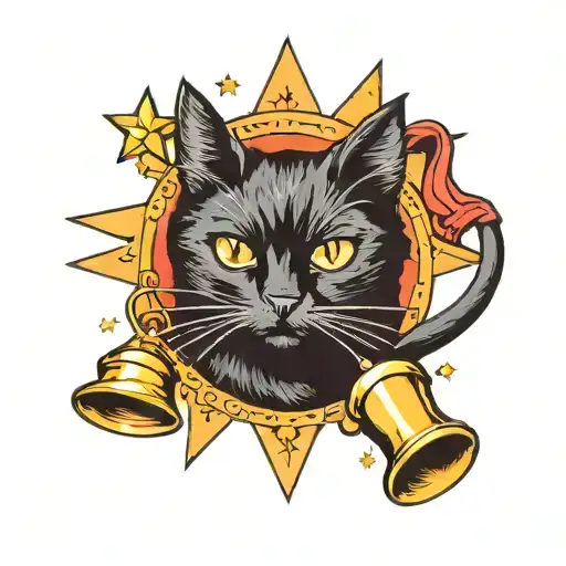 Black Cat With A Bell And Stars Representing The Client's