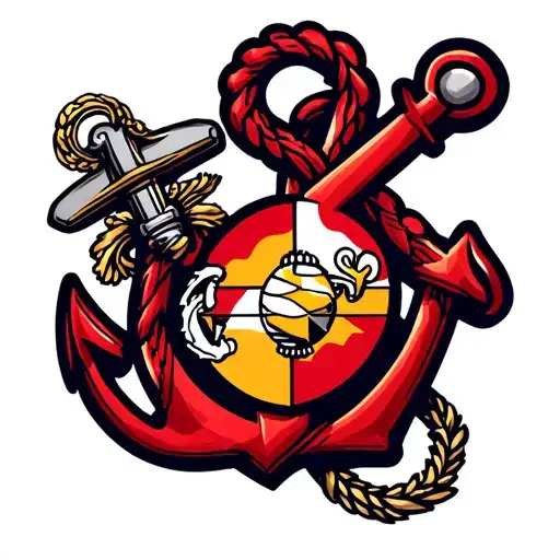 Anchor With Marine Corps And Navy Anchor Intertwined
