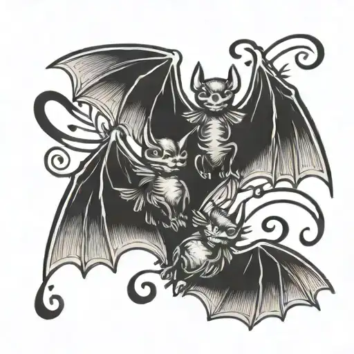 Bats Turning Into Music Notes Intertwined