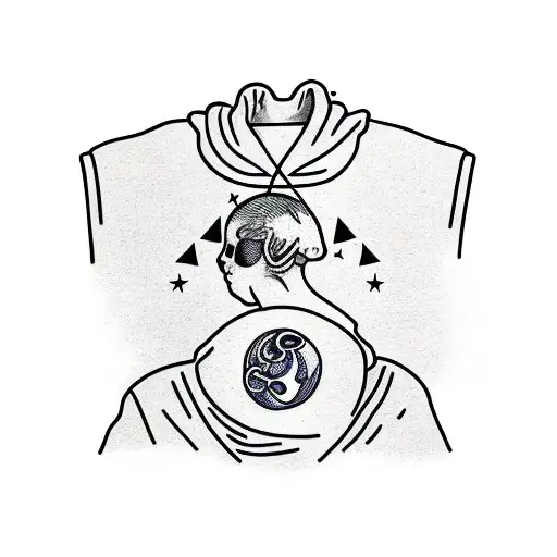 Hoody Wearing Dude Sitting A Brain That Is Also A Crescent Moon