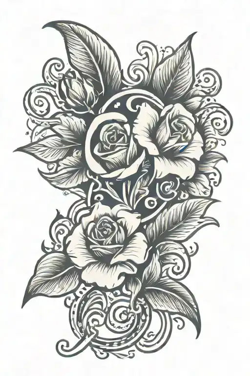 T In Calligraphy As Part Of Rosebud