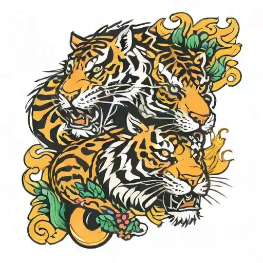 Tiger And Dragon Intertwined