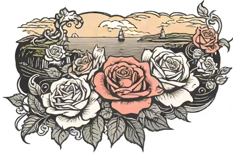 Cliffs Of Moher With Roses Intertwined