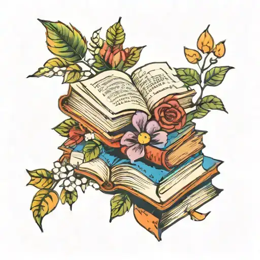 Books With Flowers And Leaves