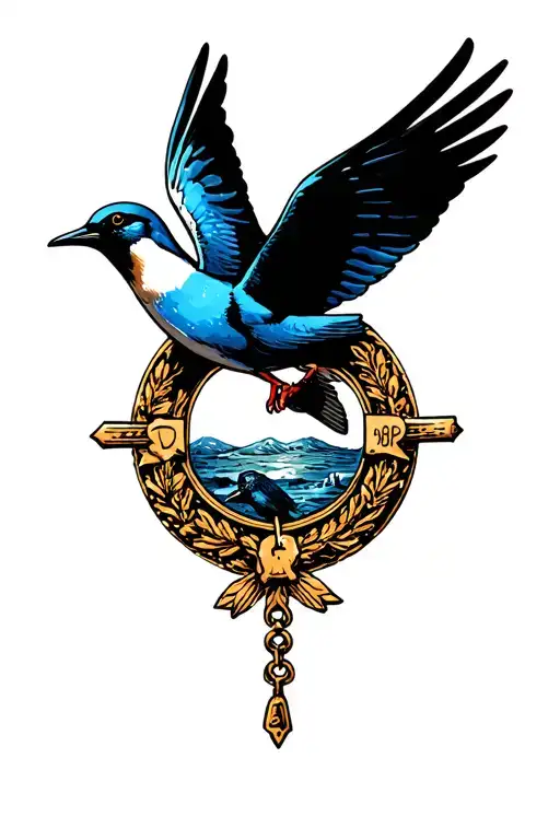 Swallow And Saint Christopher Medallion