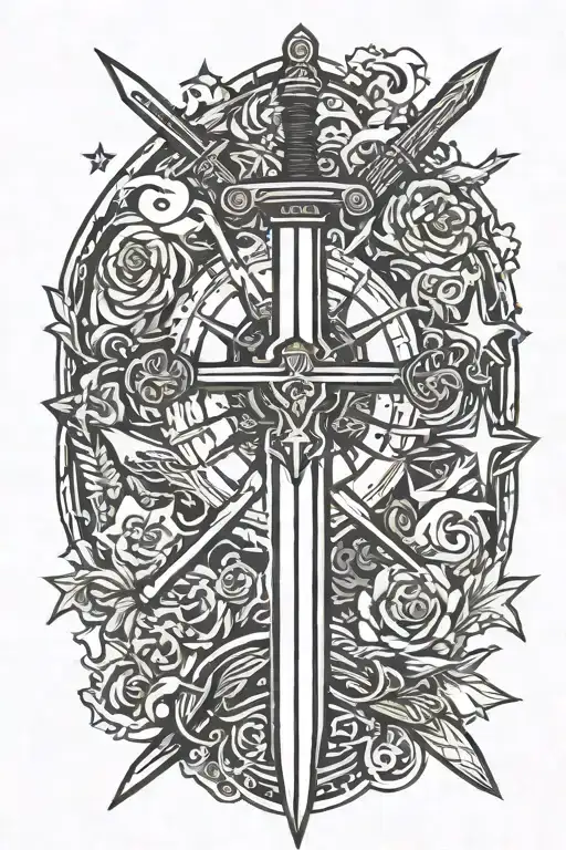 Simple Long Sword That Is Pointing At The Northen Star