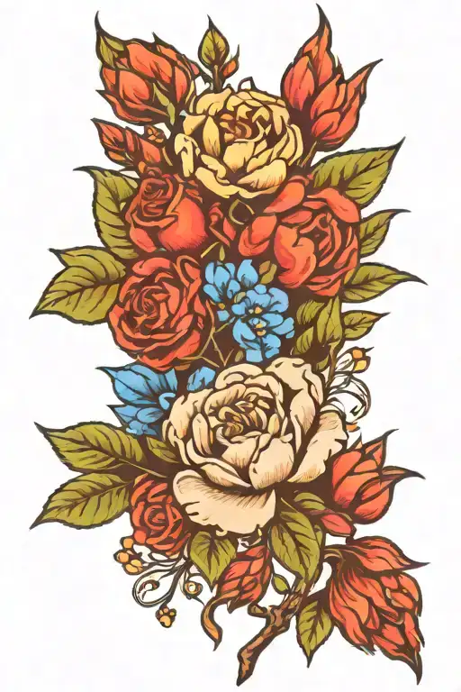 Flowers And Branches Of Plants