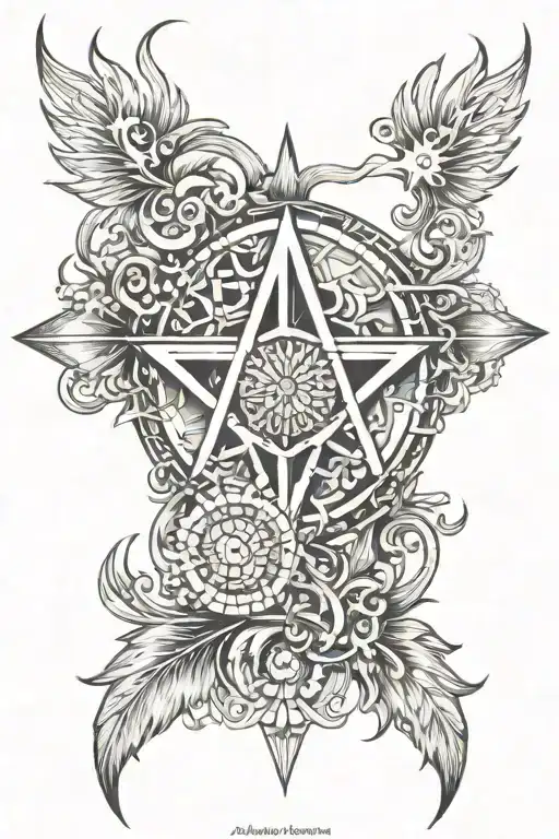 Alpha And Omega Fractal Design Incorporating Elements