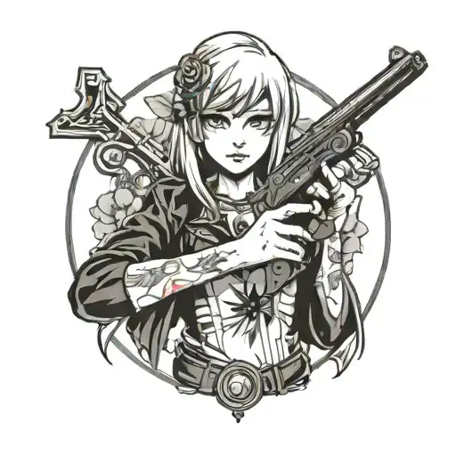 Anime Girl Holding Gun