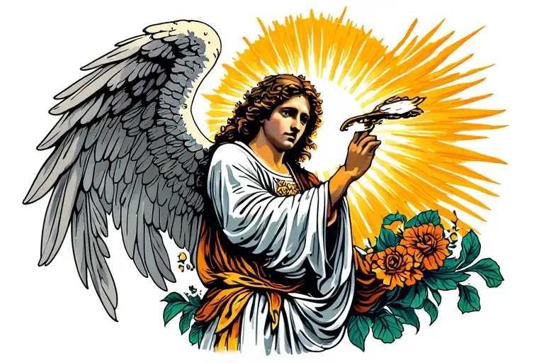 Angel Gabriel With Sun Shining