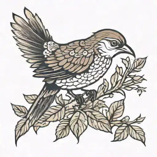 Kolea Bird With Leaves Surrounding