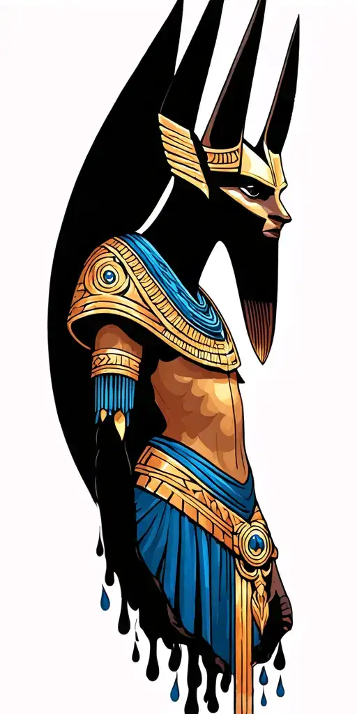 Anubis God Figure Surrounded My Rain