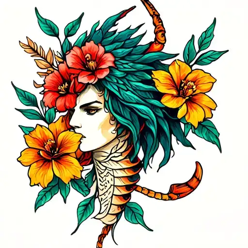 Escorpio And Flowers
