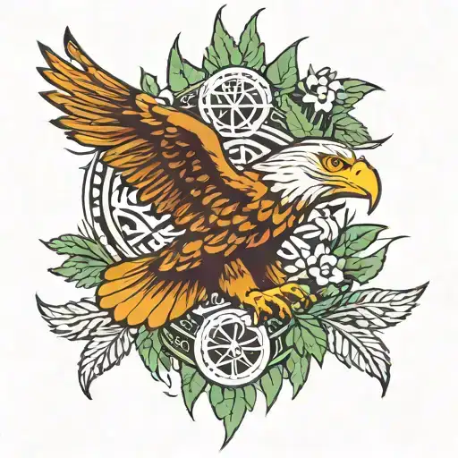 Traditional Eagle With Marijuana Leaf Intertwined