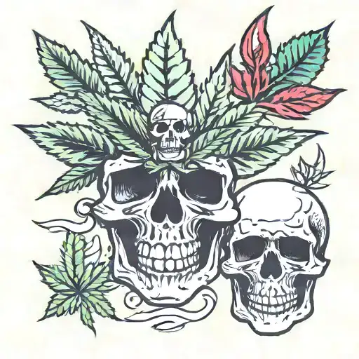 Marijuana Leaf With Skull