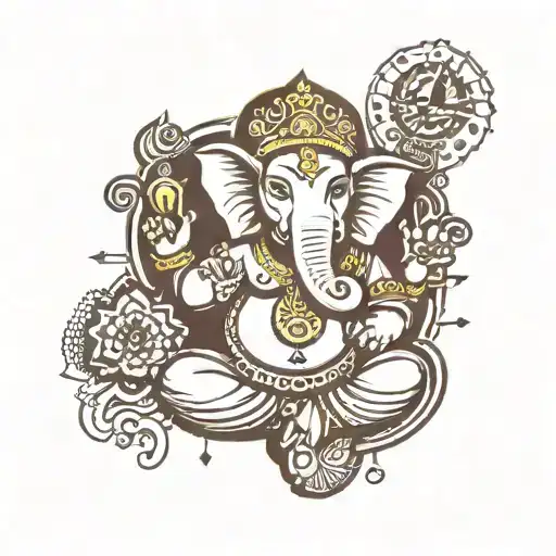 Ganesha Surrounded By Geometric Shapes