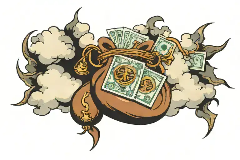 2003 Money Bags With Clouds Surrounding