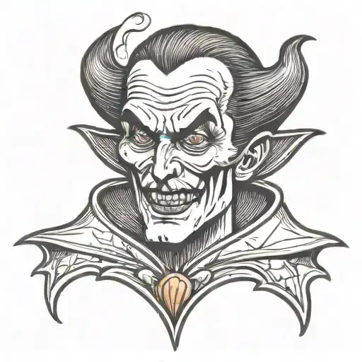Dracula With Jack-o-lantern On His Head