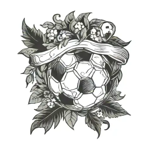 An Oldschool Soccer Ball In A Lorberr Wreath