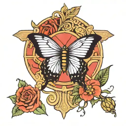 Butterfly With A Cross For The Center