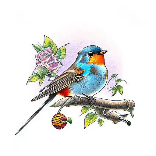 A Robin And A Butterfly