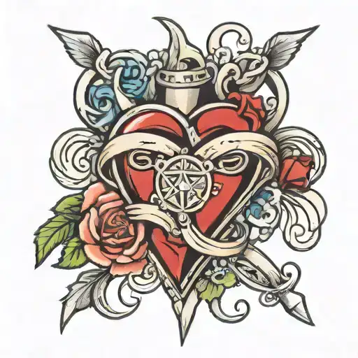 Fleshheart With Diamond Wedding Rings Intertwined Within