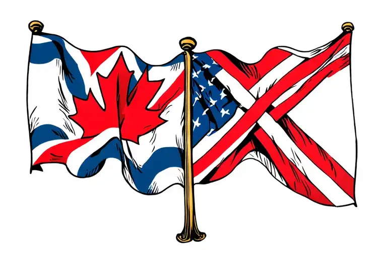 Canada And Scotland Flags Intertwined