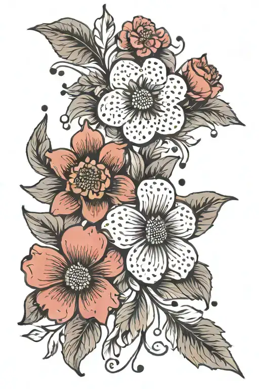 Flowers With Dot Work