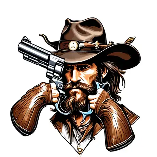 Josey Wales Black And White With Revolvers
