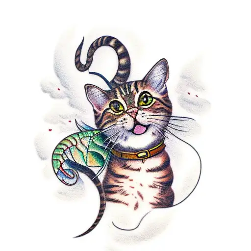 Fluffy Cute Brown Tabby Cat Chasing Dragonflies