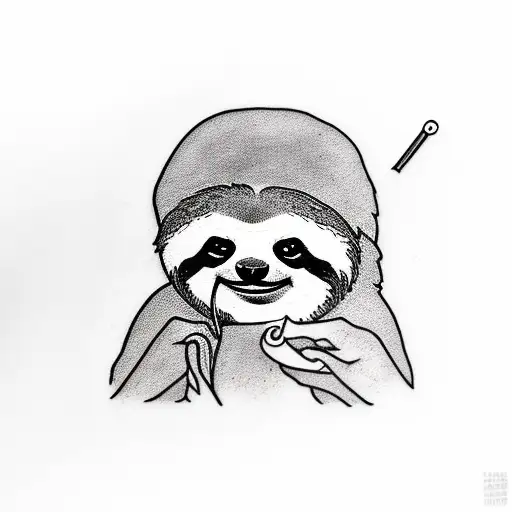 Sloth Smoking A Cigarette With A Coffee