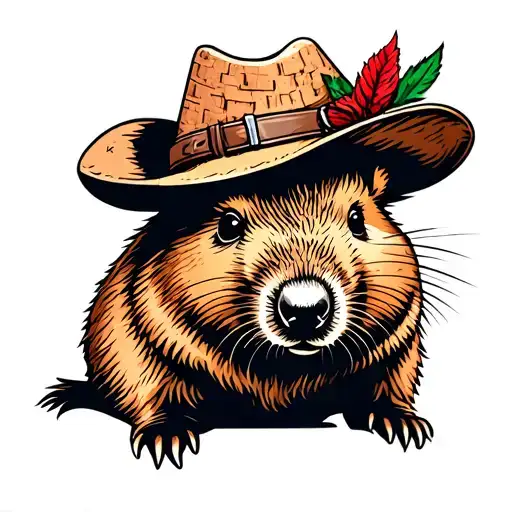 Wombat Wearing Cork Hat