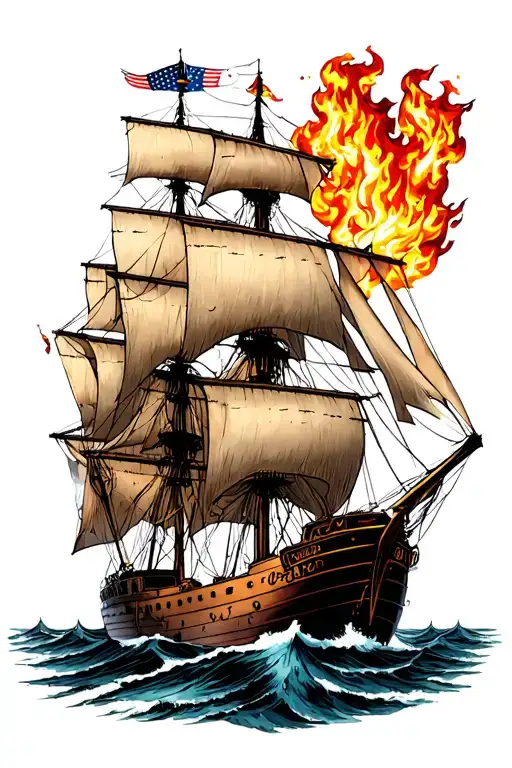 Clipper Ships On Fire