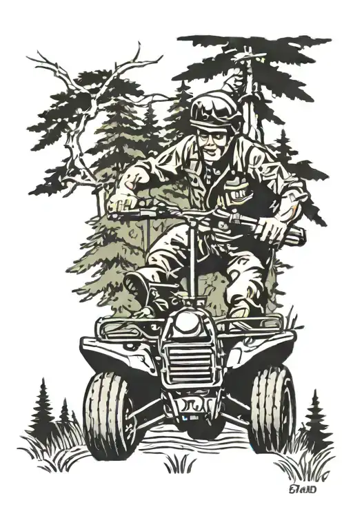 Guy On A Atv Going Through The Forest Scene